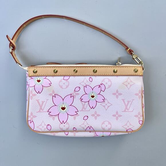 🌸SOLD🌸Louis Vuitton Vintage Pink Monogram Cherry Blossom Pochette Accessories - Picture 3 of 16